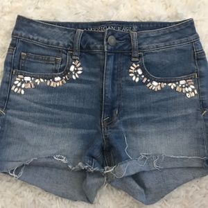 American Eagle Embroidered Jean Shorts